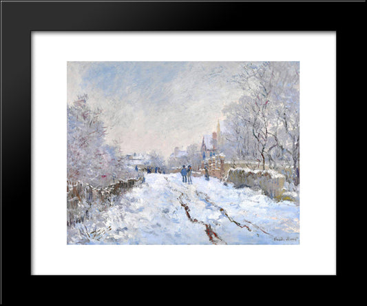 Snow Scene At Argenteuil 20x24 Black Modern Wood Framed Art Print Poster by Monet, Claude