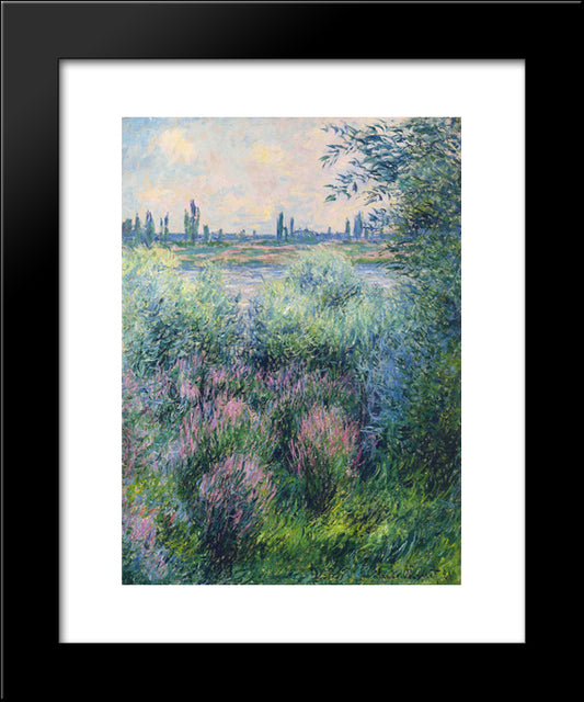 Spot On The Banks Of The Seine 20x24 Black Modern Wood Framed Art Print Poster by Monet, Claude