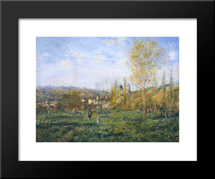 Springtime In Vetheuil 20x24 Black Modern Wood Framed Art Print Poster by Monet, Claude