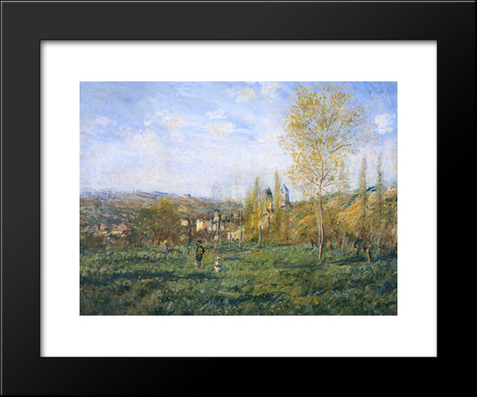 Springtime In Vetheuil 20x24 Black Modern Wood Framed Art Print Poster by Monet, Claude