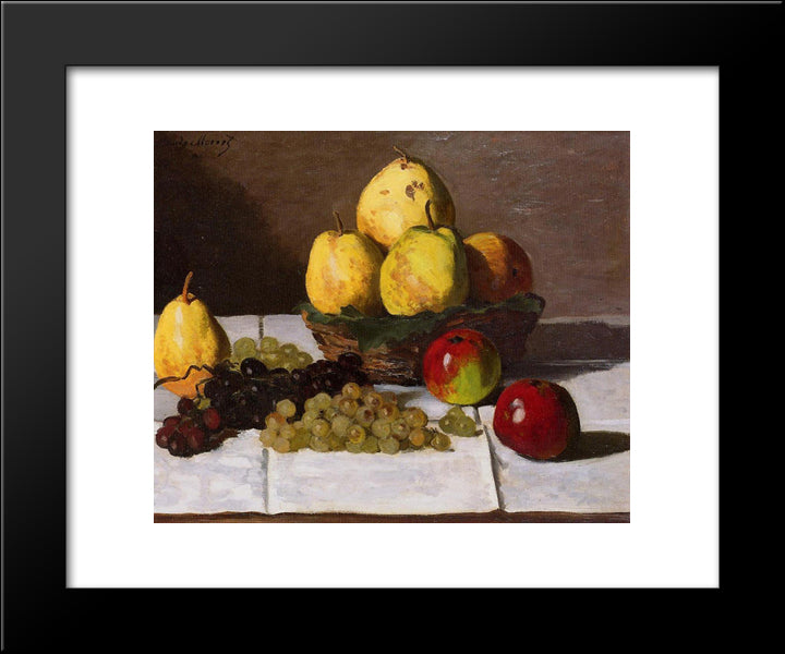 Still Life With Pears And Grapes 20x24 Black Modern Wood Framed Art Print Poster by Monet, Claude