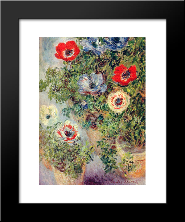 Stilll Life With Anemones 20x24 Black Modern Wood Framed Art Print Poster by Monet, Claude