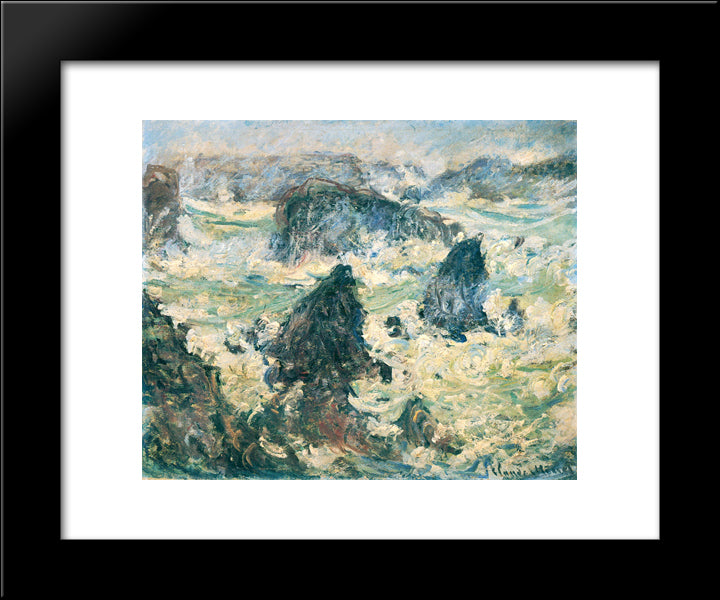 Storm On The Cote De Belle-Ile 20x24 Black Modern Wood Framed Art Print Poster by Monet, Claude