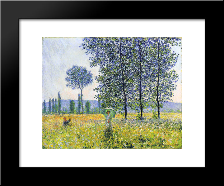 Sunlight Effect Under The Poplars 20x24 Black Modern Wood Framed Art Print Poster by Monet, Claude