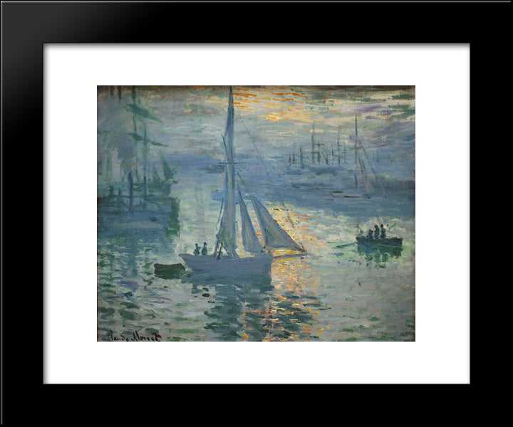 Sunrise, The Sea 20x24 Black Modern Wood Framed Art Print Poster by Monet, Claude