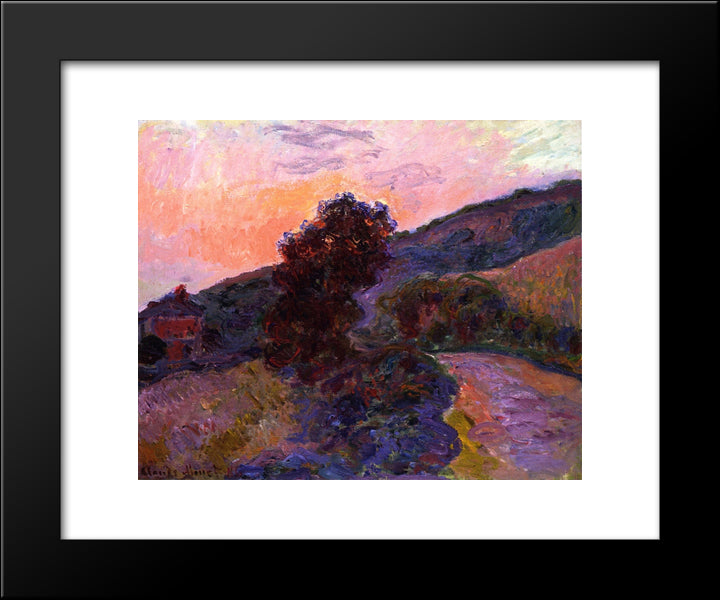 Sunset At Giverny 20x24 Black Modern Wood Framed Art Print Poster by Monet, Claude