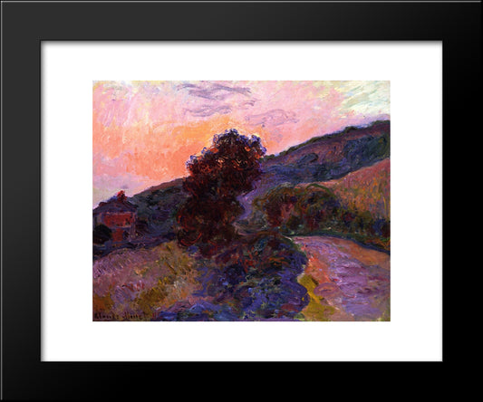 Sunset At Giverny 20x24 Black Modern Wood Framed Art Print Poster by Monet, Claude
