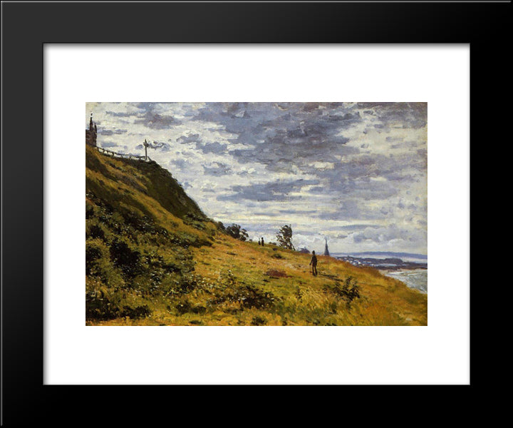 Taking A Walk On The Cliffs Of Sainte-Adresse 20x24 Black Modern Wood Framed Art Print Poster by Monet, Claude