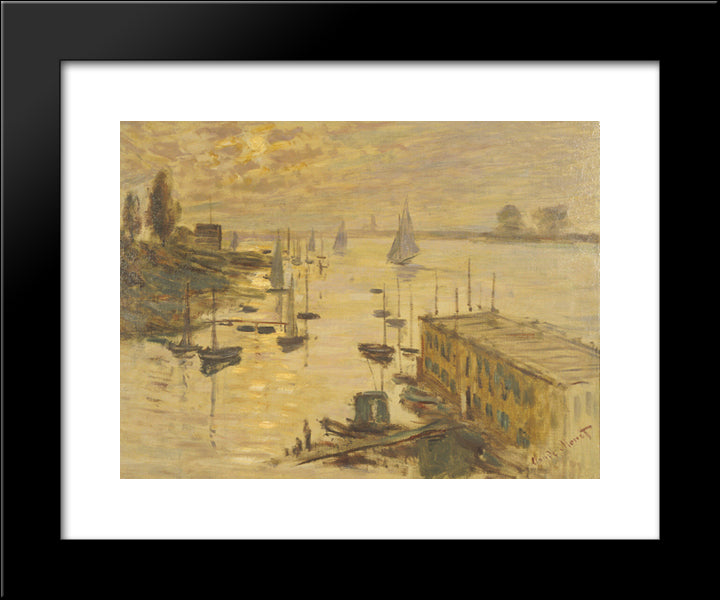 The Pool Seen From The Bridge Argenteuil 20x24 Black Modern Wood Framed Art Print Poster by Monet, Claude