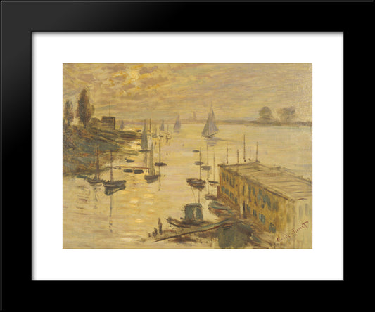 The Pool Seen From The Bridge Argenteuil 20x24 Black Modern Wood Framed Art Print Poster by Monet, Claude
