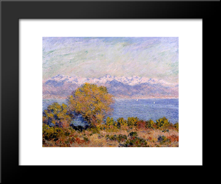The Alps Seen From Cap D'Antibes 20x24 Black Modern Wood Framed Art Print Poster by Monet, Claude