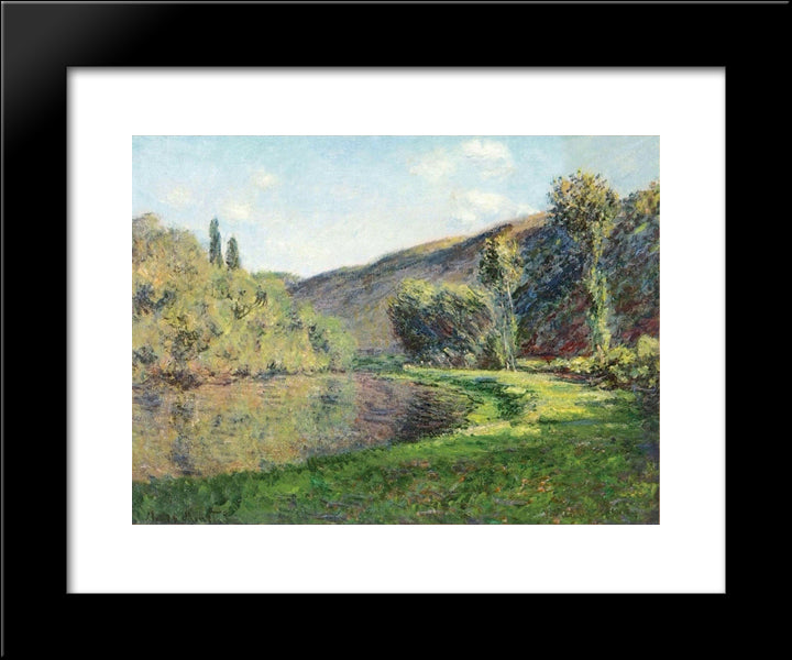 The Arm Of The Siene At Jeufosse, Afternoon 20x24 Black Modern Wood Framed Art Print Poster by Monet, Claude