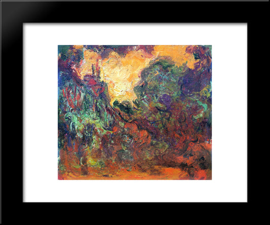 The Artist'S House, View From The Rose Garden 20x24 Black Modern Wood Framed Art Print Poster by Monet, Claude