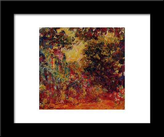 The Artist'S House From The Rose Garden 20x24 Black Modern Wood Framed Art Print Poster by Monet, Claude