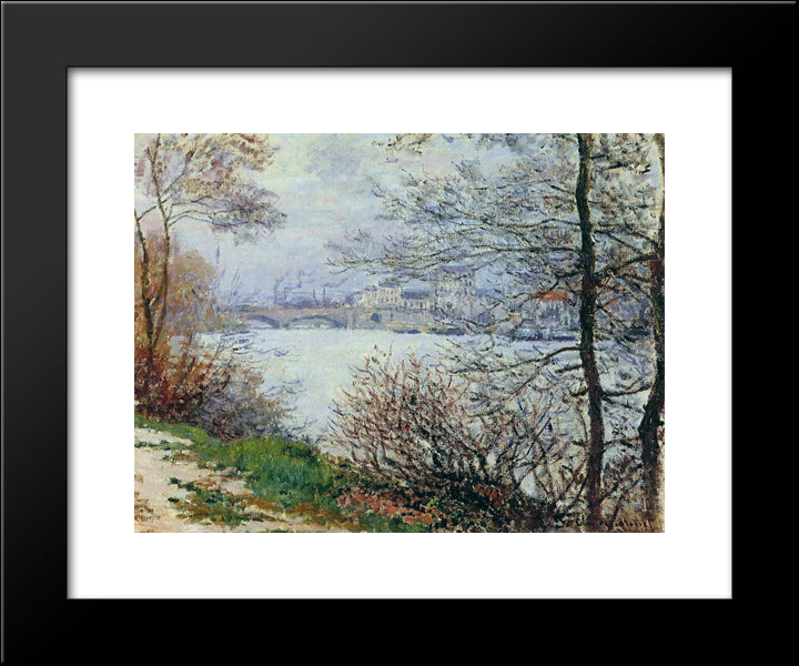 The Banks Of The Seine, Ile De La Grande-Jatte 20x24 Black Modern Wood Framed Art Print Poster by Monet, Claude