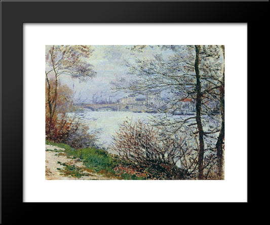 The Banks Of The Seine, Ile De La Grande-Jatte 20x24 Black Modern Wood Framed Art Print Poster by Monet, Claude