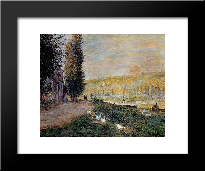 The Banks Of The Seine, Lavacourt 20x24 Black Modern Wood Framed Art Print Poster by Monet, Claude