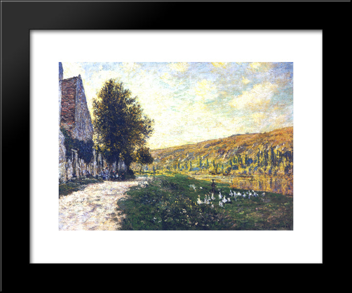 The Banks Of The Seine, Lavacourt 02 20x24 Black Modern Wood Framed Art Print Poster by Monet, Claude