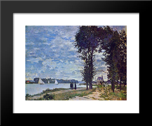 The Banks Of The Seine At Argenteuil 20x24 Black Modern Wood Framed Art Print Poster by Monet, Claude