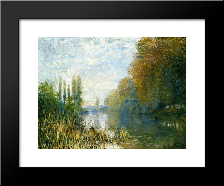 The Banks Of The Seine In Autumn 20x24 Black Modern Wood Framed Art Print Poster by Monet, Claude