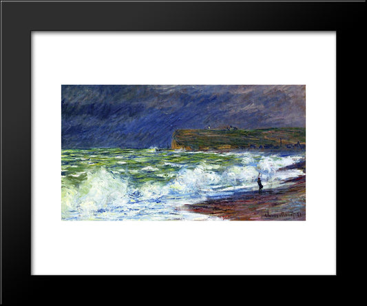The Beach At Fecamp 20x24 Black Modern Wood Framed Art Print Poster by Monet, Claude