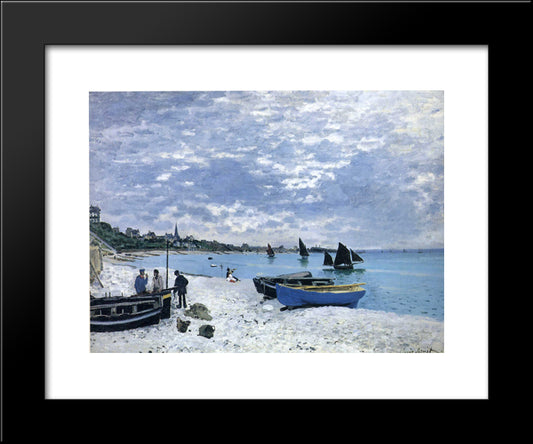 The Beach At Sainte-Adresse 20x24 Black Modern Wood Framed Art Print Poster by Monet, Claude