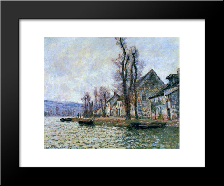 The Bend Of The Seine At Lavacourt, Winter 20x24 Black Modern Wood Framed Art Print Poster by Monet, Claude