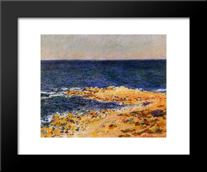 The Big Blue At Antibes 20x24 Black Modern Wood Framed Art Print Poster by Monet, Claude