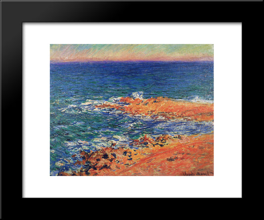 The Big Blue Sea In Antibes 20x24 Black Modern Wood Framed Art Print Poster by Monet, Claude