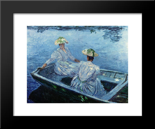 The Blue Row Boat 20x24 Black Modern Wood Framed Art Print Poster by Monet, Claude