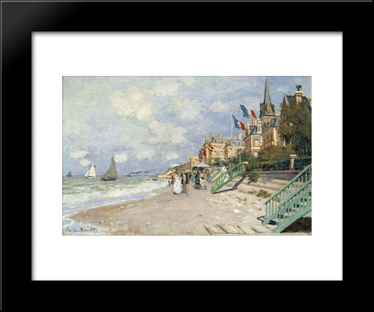 The Boardwalk On The Beach At Trouville 20x24 Black Modern Wood Framed Art Print Poster by Monet, Claude