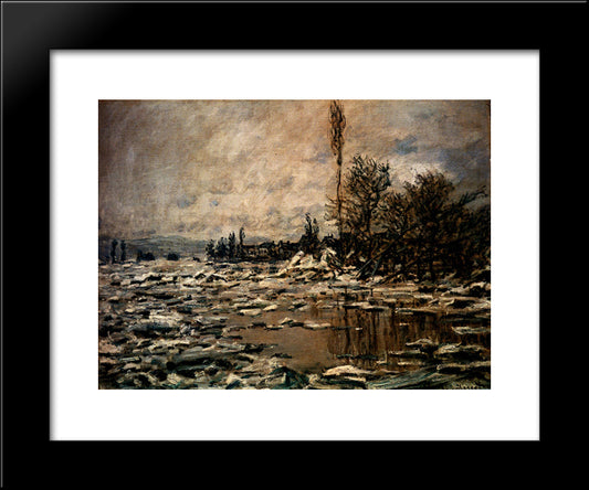 The Break-Up Of The Ice 20x24 Black Modern Wood Framed Art Print Poster by Monet, Claude