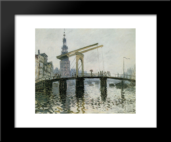 The Bridge, Amsterdam 20x24 Black Modern Wood Framed Art Print Poster by Monet, Claude