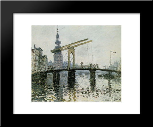 The Bridge, Amsterdam 20x24 Black Modern Wood Framed Art Print Poster by Monet, Claude