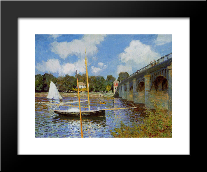 The Bridge At Argenteuil 20x24 Black Modern Wood Framed Art Print Poster by Monet, Claude