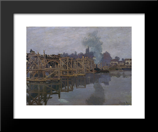 The Bridge Under Repair 20x24 Black Modern Wood Framed Art Print Poster by Monet, Claude