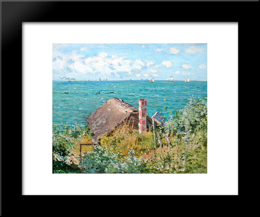 The Cabin At Saint-Adresse 20x24 Black Modern Wood Framed Art Print Poster by Monet, Claude