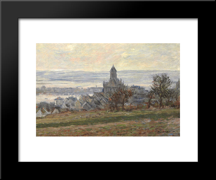 The Church Of Vetheuil 20x24 Black Modern Wood Framed Art Print Poster by Monet, Claude