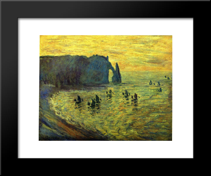 The Cliffs At Etretat 20x24 Black Modern Wood Framed Art Print Poster by Monet, Claude