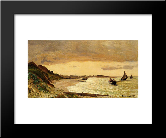 The Coast At Sainte-Adresse 20x24 Black Modern Wood Framed Art Print Poster by Monet, Claude