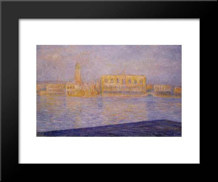 The Doges' Palace Seen From San Giorgio Maggiore 2 20x24 Black Modern Wood Framed Art Print Poster by Monet, Claude