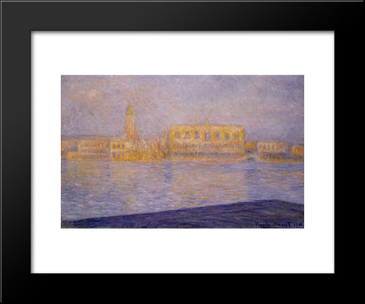 The Doges' Palace Seen From San Giorgio Maggiore 2 20x24 Black Modern Wood Framed Art Print Poster by Monet, Claude