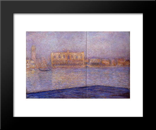 The Doges' Palace Seen From San Giorgio Maggiore 3 20x24 Black Modern Wood Framed Art Print Poster by Monet, Claude
