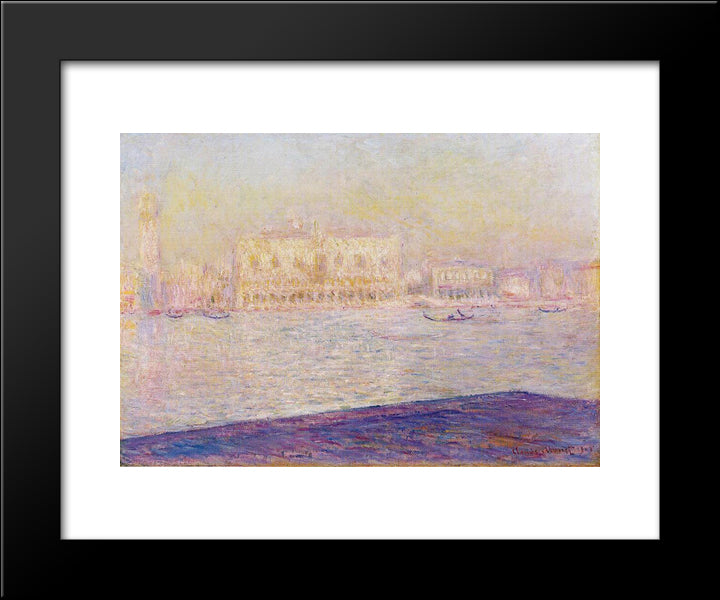 The Doges' Palace Seen From San Giorgio Maggiore 4 20x24 Black Modern Wood Framed Art Print Poster by Monet, Claude