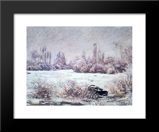 The Frost 20x24 Black Modern Wood Framed Art Print Poster by Monet, Claude