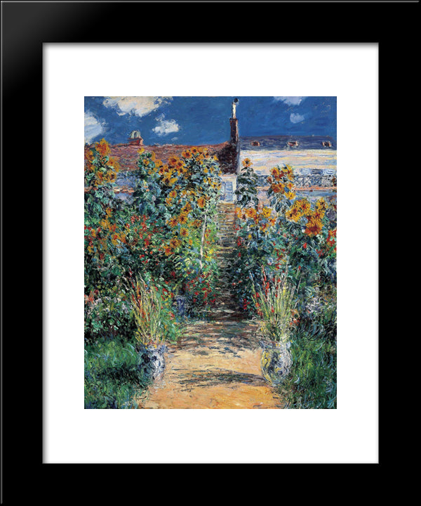 The Garden At Vetheuil 20x24 Black Modern Wood Framed Art Print Poster by Monet, Claude