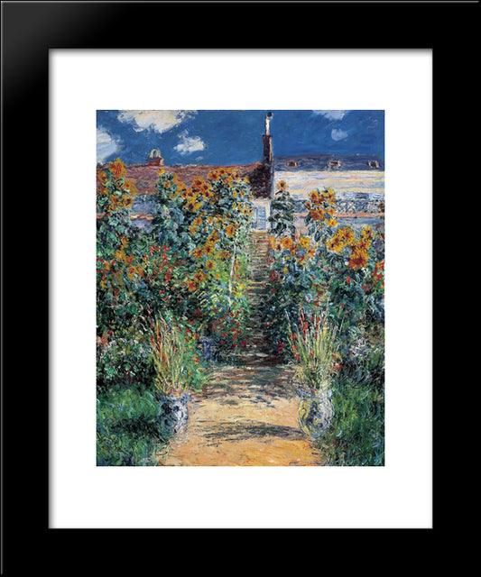 The Garden At Vetheuil 20x24 Black Modern Wood Framed Art Print Poster by Monet, Claude