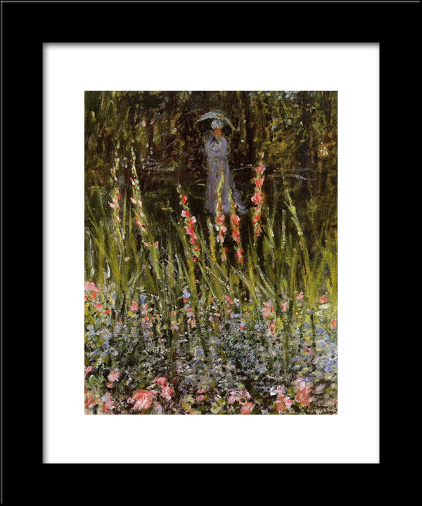 The Garden Gate At Vetheuil 20x24 Black Modern Wood Framed Art Print Poster by Monet, Claude