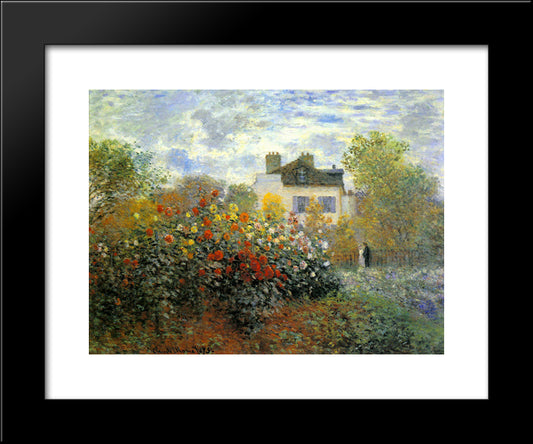 The Garden Of Monet At Argenteuil 20x24 Black Modern Wood Framed Art Print Poster by Monet, Claude