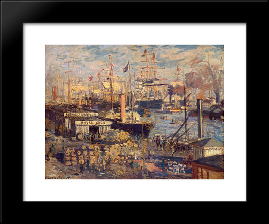 The Grand Dock At Le Havre 20x24 Black Modern Wood Framed Art Print Poster by Monet, Claude